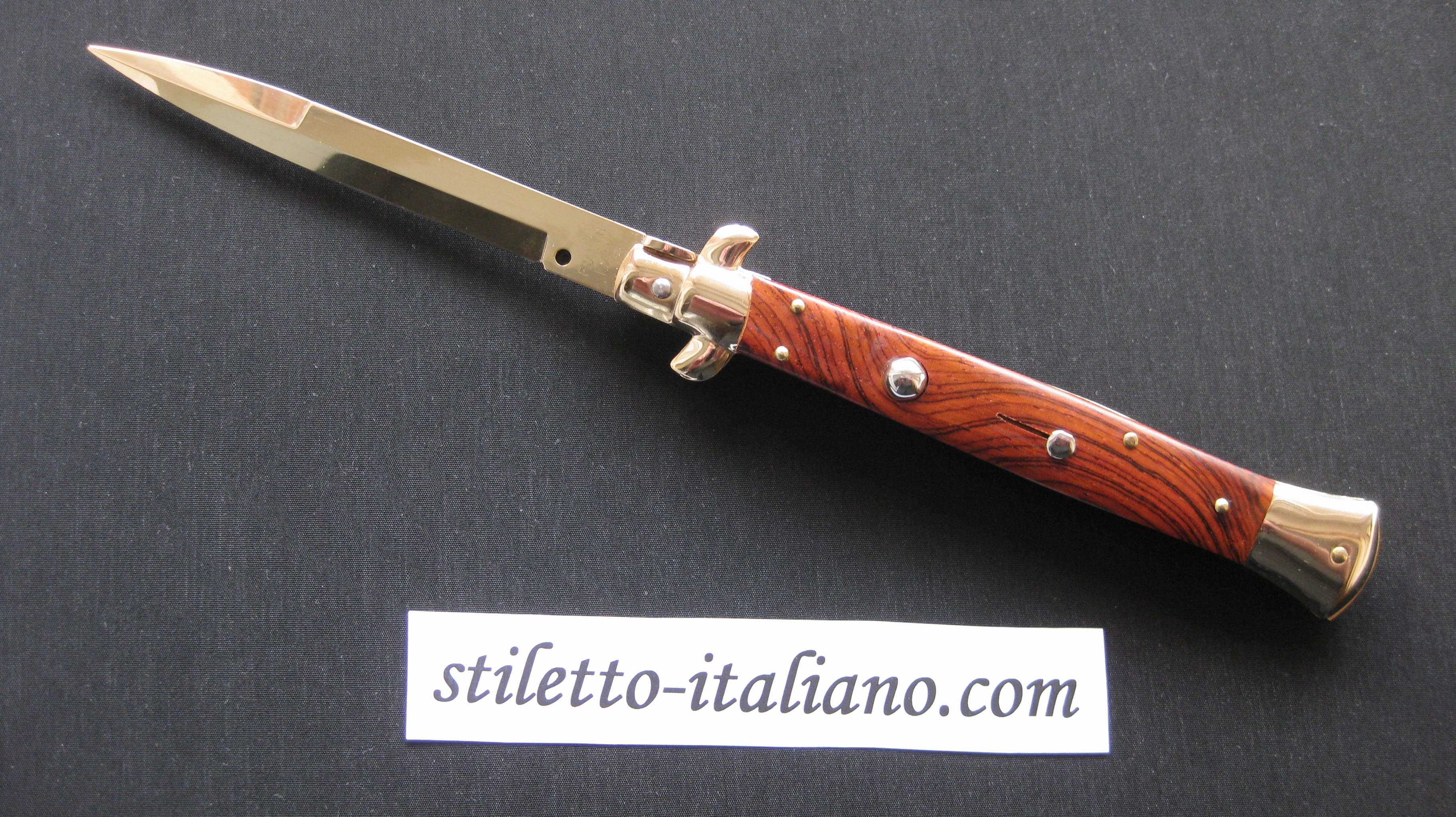 Stiletto 11 Classic stiletto Bayonet Cocobolo wood 24K Gold plated Frank Beltrame