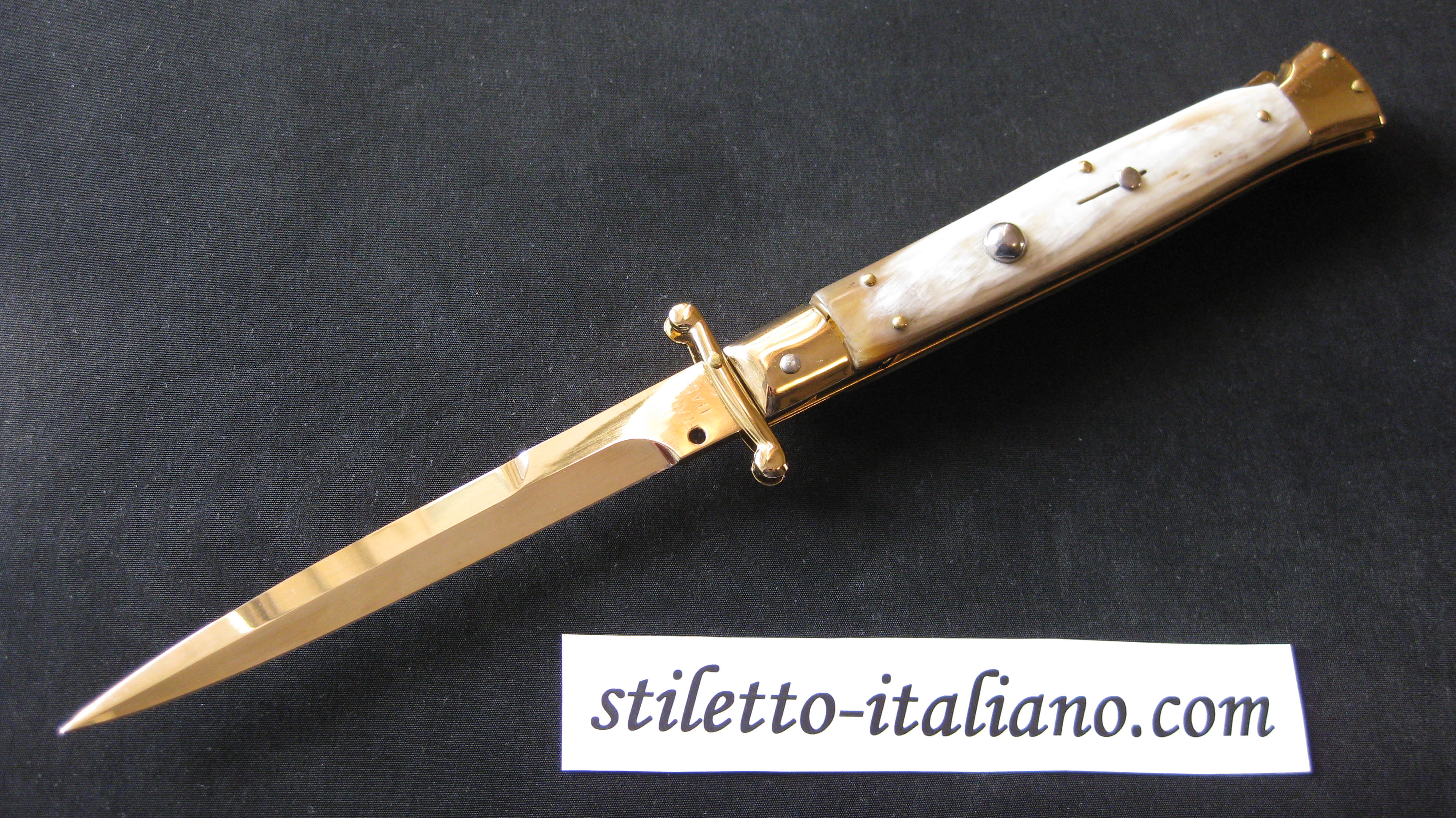 Stiletto 11 Swinguard Modified Bayonet Blond horn 24K Gold plated Frank Beltrame