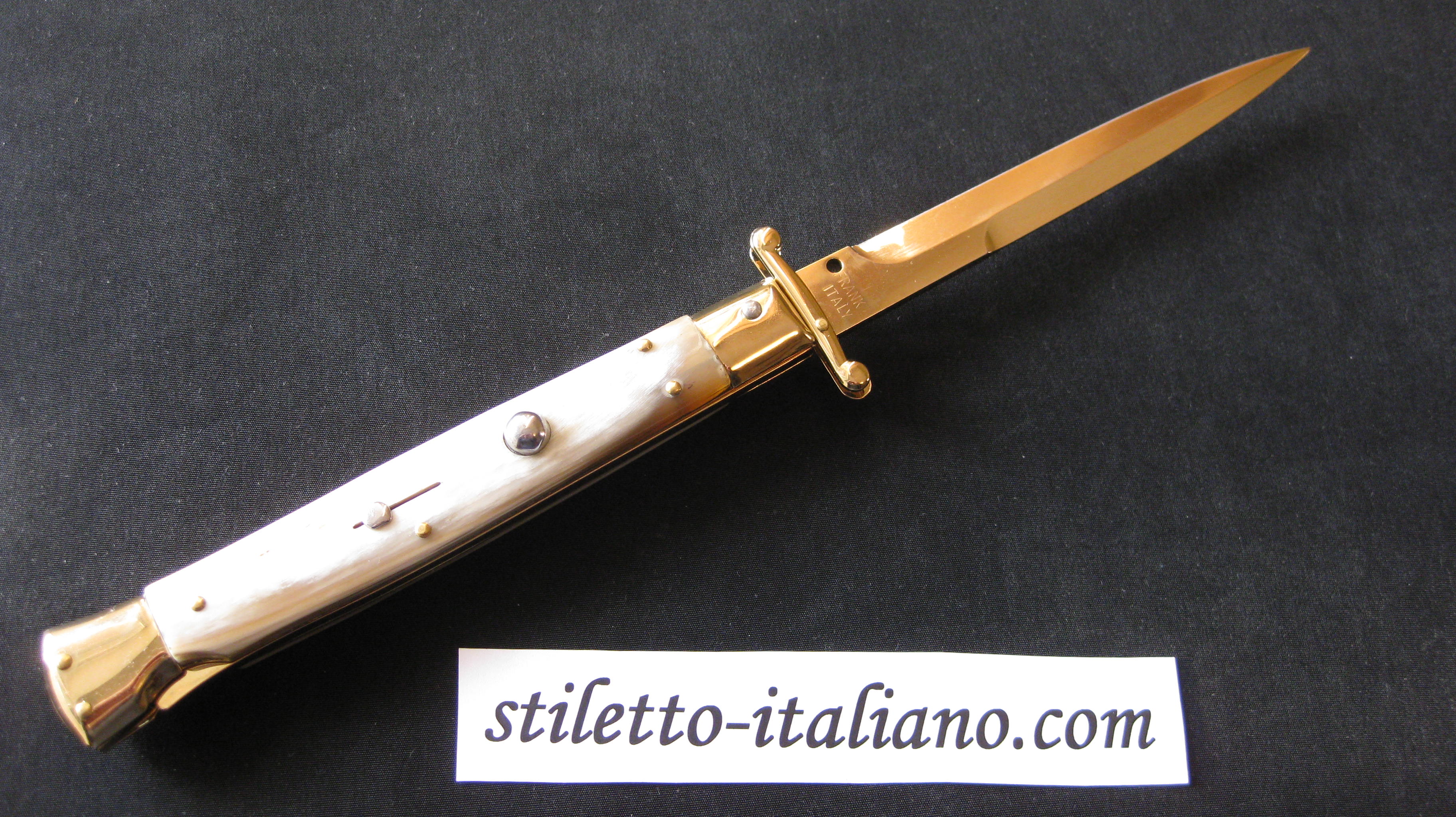 Stiletto 11 Swinguard Modified Bayonet Blond horn 24K Gold plated Frank Beltrame