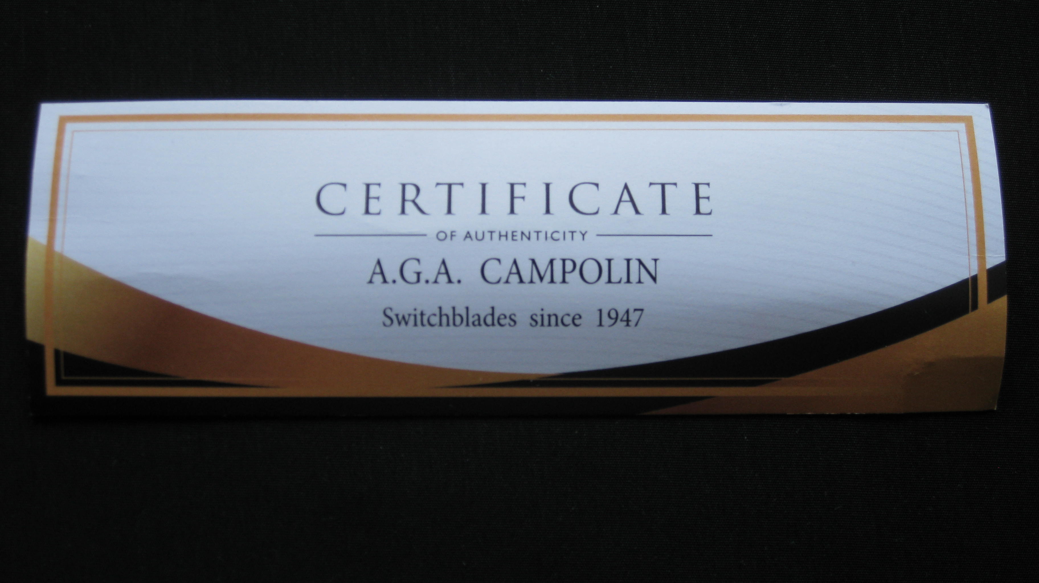 certificate of authenticity AGA Campolin