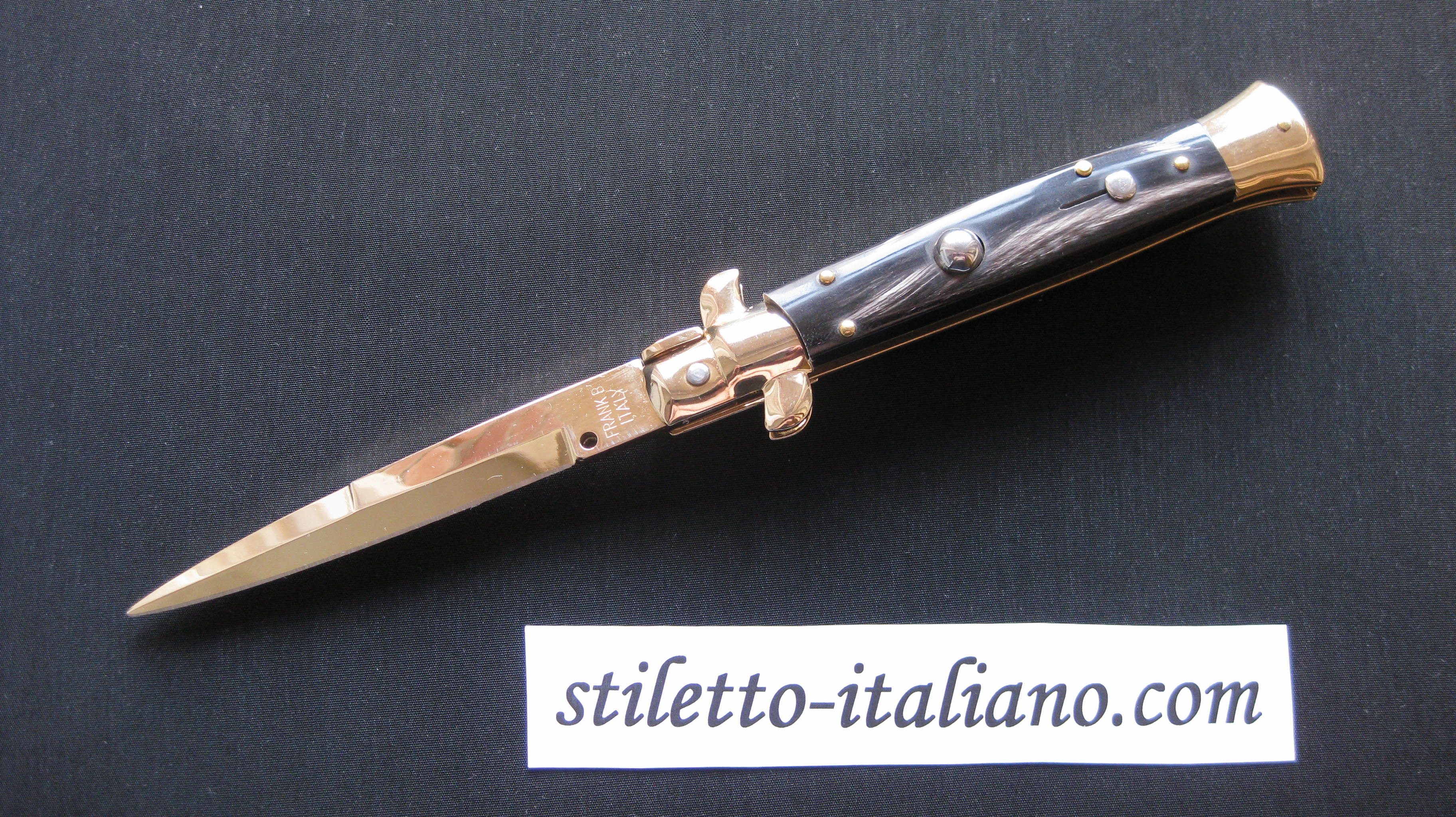 Stiletto 9 Classic stiletto Bayonet Dark horn 24K Gold plated Frank Beltrame