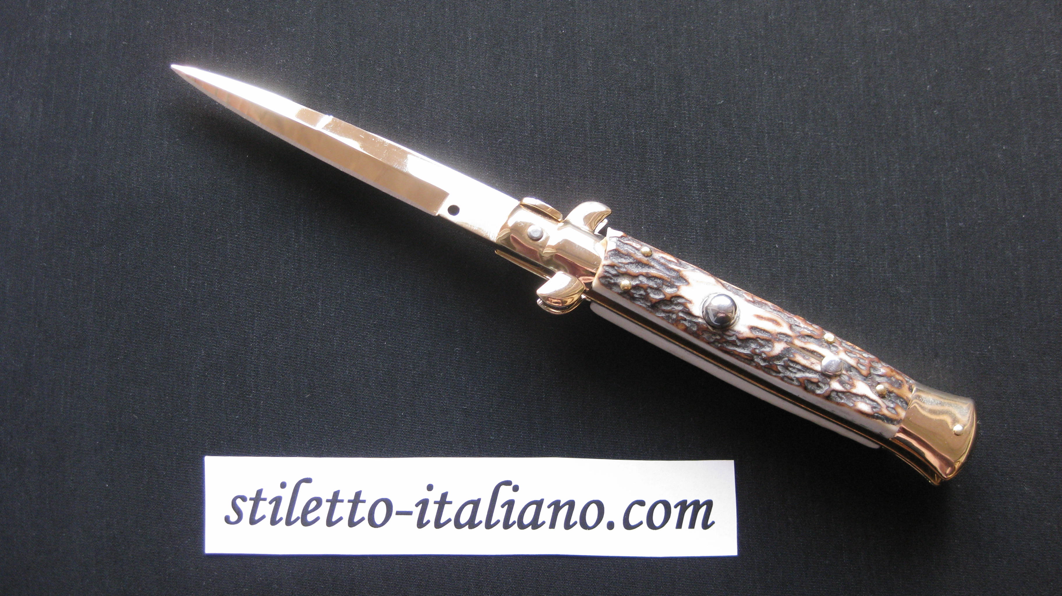 Stiletto 9 Classic stiletto Bayonet Stag 24K Gold plated Frank Beltrame